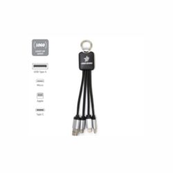 Light Up Multi Charging Cable with round snap hook