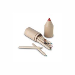 12 wooden pencils in pencil shaped wooden box.