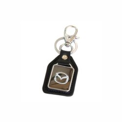 Rectangular Leather Metal Finish Keychain