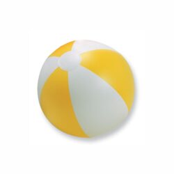 Inflatable beach ball with coloured stripes