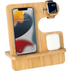 TRABEN – eco-neutral 3-in-1 Bamboo 10W Simultaneous Charging Station