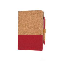 BORSA - eco-neutral A5 Cork Fabric Hard Cover Notebook and Pen Set - Red