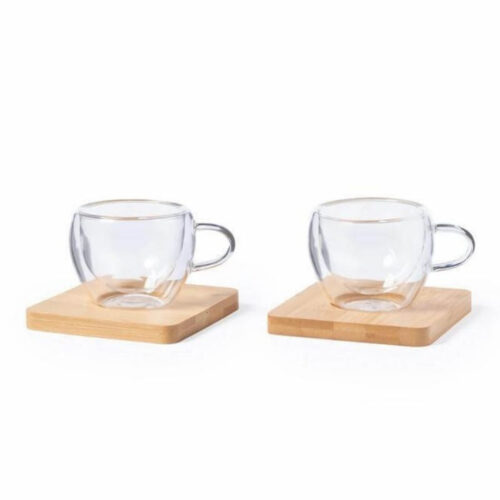 01 PAMA – Set of 2 Expresso Cup with Bamboo Coaster