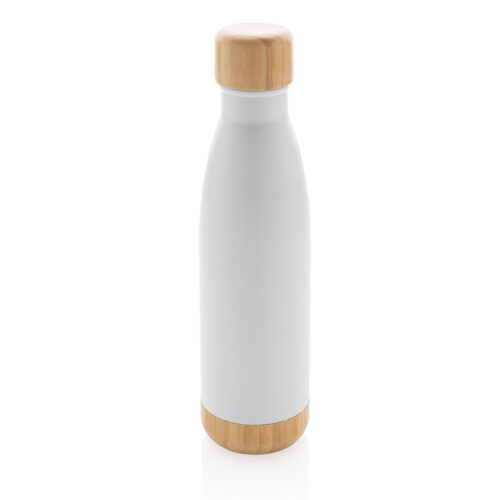 01 ODESSA – Giftology Double Wall Stainless Bottle with Bamboo Lid and Base – White
