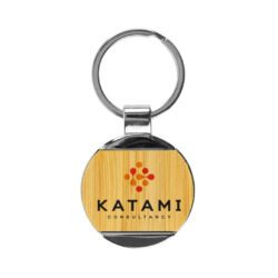 Round Bamboo and Metal Keychains Size 32mm - Image 5