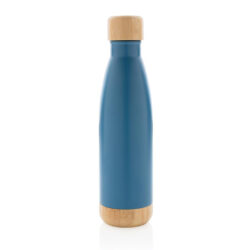 ODESSA - Giftology Double Wall Stainless Bottle with Bamboo Lid and Base - Blue - Image 10