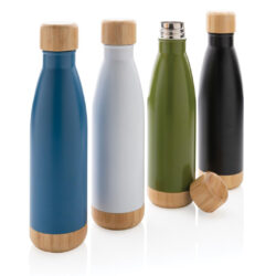 ODESSA - Giftology Double Wall Stainless Bottle with Bamboo Lid and Base - Black - Image 10