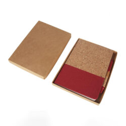 BORSA - eco-neutral A5 Cork Fabric Hard Cover Notebook and Pen Set - Red - Image 3