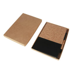 BORSA - eco-neutral A5 Cork Fabric Hard Cover Notebook and Pen Set - Black - Image 3