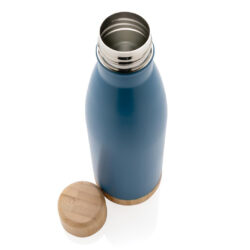 ODESSA - Giftology Double Wall Stainless Bottle with Bamboo Lid and Base - Blue - Image 3