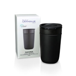 SAVONA - Hans Larsen Premium Ceramic Tumbler With Recycled Protective Sleeve - Black - Image 4