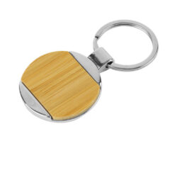 Round Bamboo and Metal Keychains Size 32mm - Image 3