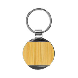 Round Bamboo and Metal Keychains Size 32mm - Image 4