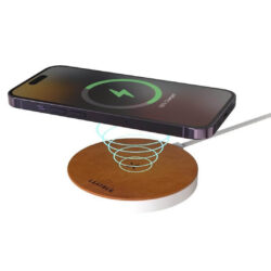 ANZIO - Recycled Leather 15W Wireless Charger - White/Tan - Image 5