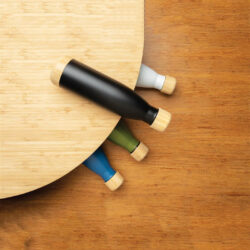 ODESSA - Giftology Double Wall Stainless Bottle with Bamboo Lid and Base - Black - Image 6