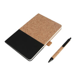 BORSA - eco-neutral A5 Cork Fabric Hard Cover Notebook and Pen Set - Black - Image 7