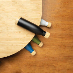 ODESSA - Giftology Double Wall Stainless Bottle with Bamboo Lid and Base - Blue - Image 7