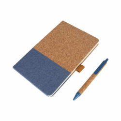 BORSA - eco-neutral A5 Cork Fabric Hard Cover Notebook and Pen Set - Blue - Image 7