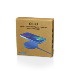 OSLO - @memorii Recycled 15W Wireless Charger Multi - Cable Set - Blue - Image 8