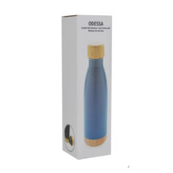 ODESSA - Giftology Double Wall Stainless Bottle with Bamboo Lid and Base - Blue - Image 9