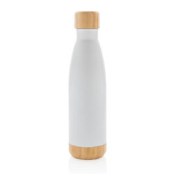 ODESSA - Giftology Double Wall Stainless Bottle with Bamboo Lid and Base - White - Image 9