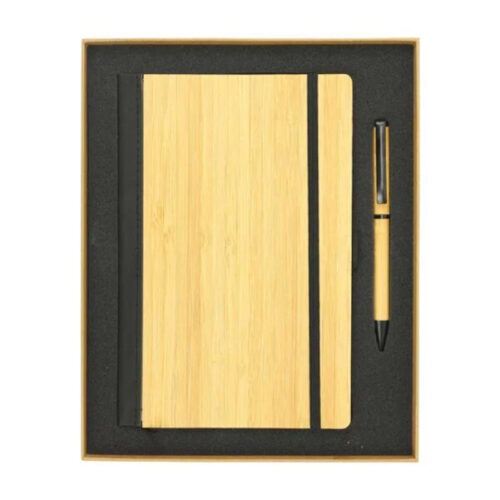 1 Bamboo Journal Set with A5 Size Notebook and Pen