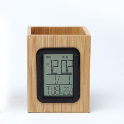 BAMBOO PEN HOLDER WITH LCD DIGITAL CLOCK - Image 4