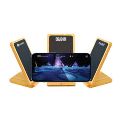 BAMBOO PHONE HOLDER WIRELESS CHARGER LIGHT UP LOGO - Image 3