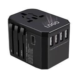 LIGHT UP LOGO TYPE-C + 4 USB PORT UNIVERSAL TRAVEL ADAPTER