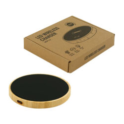 Bamboo Wireless Charger 15W Fast Charging with LED Logo - Image 4