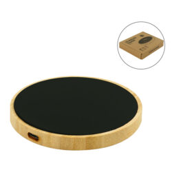 Bamboo Wireless Charger 15W Fast Charging with LED Logo