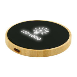 Bamboo Wireless Charger 15W Fast Charging with LED Logo - Image 3
