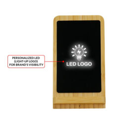 Bamboo Fast Wireless Charger Stand 15W with LED Logo - Image 6