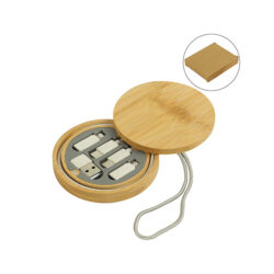 Multi-Charging Cable Set in Round Bamboo Case - Image 4