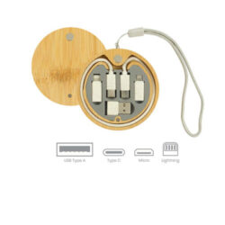 Multi-Charging Cable Set in Round Bamboo Case - Image 5