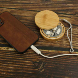 Multi-Charging Cable Set in Round Bamboo Case - Image 3