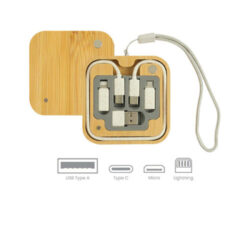 Multi-Charging Cable Set in Square Bamboo Case - Image 4