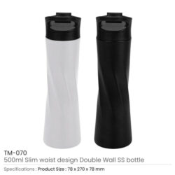 Double Wall SS Bottles Slim Waist Design Flip top Lid 500ml - Image 6