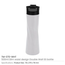 Double Wall SS Bottles Slim Waist Design Flip top Lid 500ml - Image 3