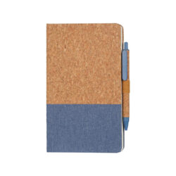 BORSA - eco-neutral A5 Cork Fabric Hard Cover Notebook and Pen Set - Blue