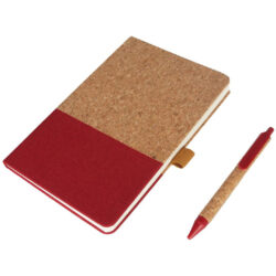 BORSA - eco-neutral A5 Cork Fabric Hard Cover Notebook and Pen Set - Red - Image 3