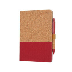 BORSA - eco-neutral A5 Cork Fabric Hard Cover Notebook and Pen Set - Red