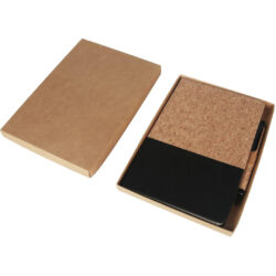 BORSA - eco-neutral A5 Cork Fabric Hard Cover Notebook and Pen Set - Black - Image 3