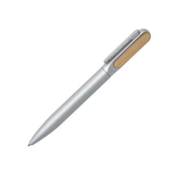 Trento – Matte Finish Metal Ball Point Pen with Bamboo – Silver