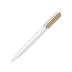 Trento – Matte Finish Metal Ball Point Pen with Bamboo – White