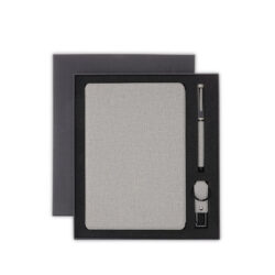 LENZEN - CHANGE ZERO Sustainable Gift Set with Refillable Notebook, Pen & USB Keychain - Grey