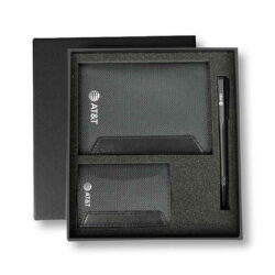 IRTA - Executive Set of Passport Cover, Name Card Holder and Metal Pen - Black
