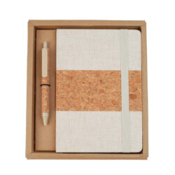 ERDUDFYL - Cork + RPET Notebook and Bamboo Pen Gift Set