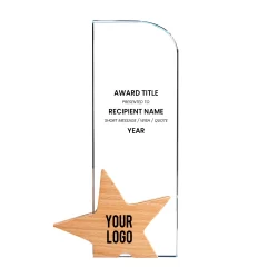 Veloz | 11476 Crystal Award With Wooden Star Base