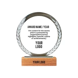Zephyr | 11423 Round Crystal Trophy With Wooden Base